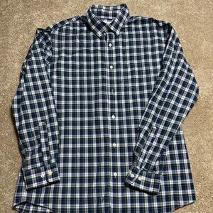 L.L. Bean Navy, Green & White Plaid Button-Down Shirt - Men's